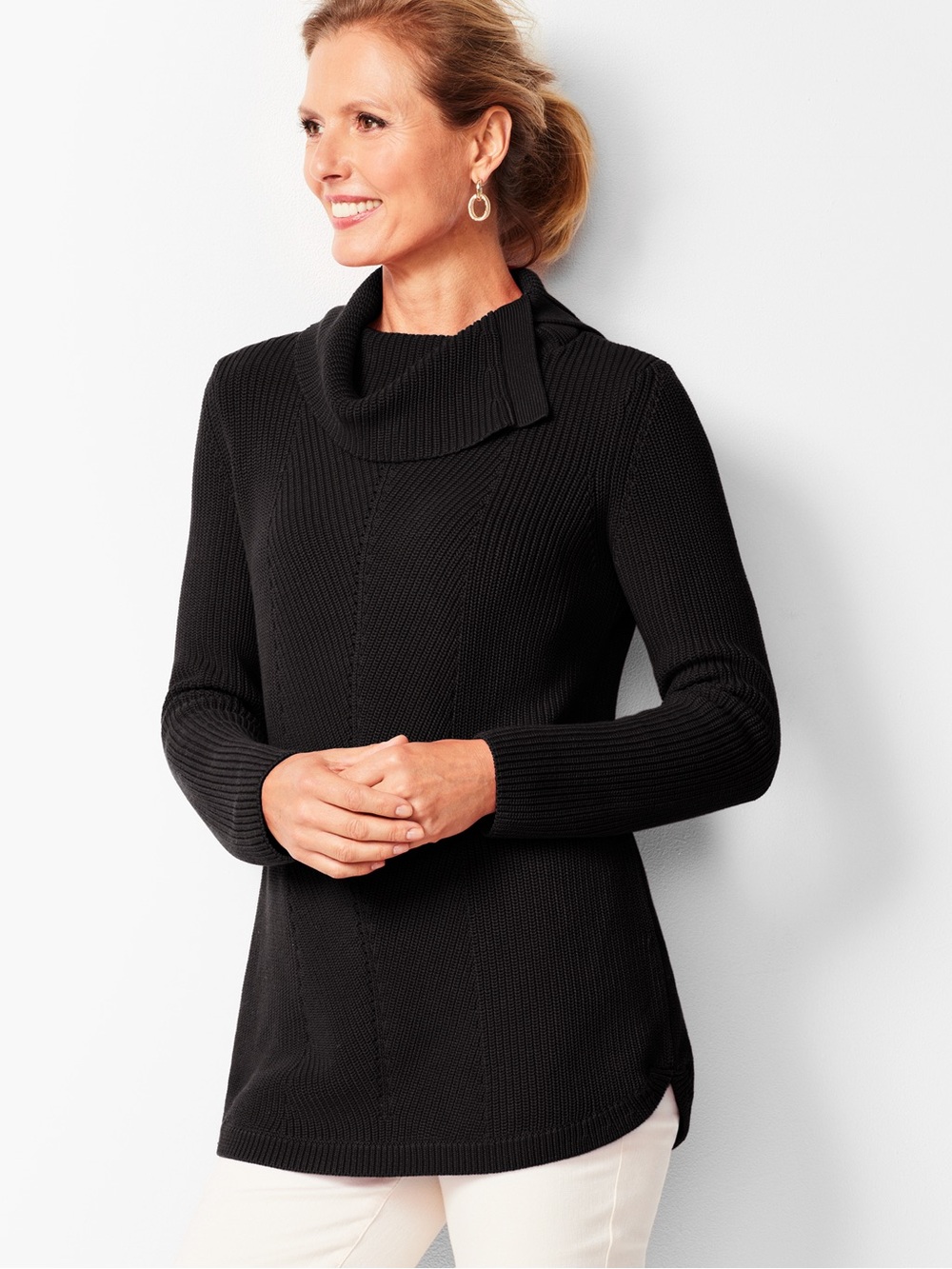 Talbots Shaker Stitch Knit Cowlneck Sweater